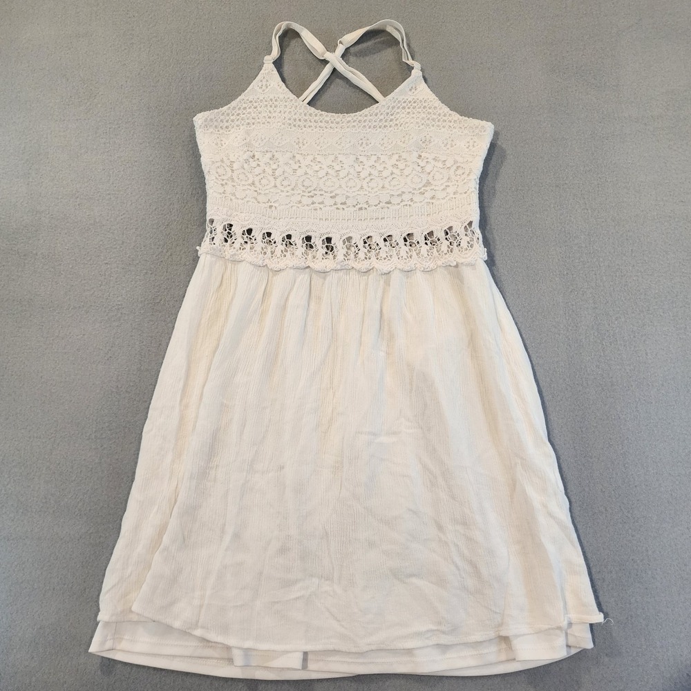 Charlotte Russe White Lace Crochet Dress Medium Boho Y2K Coquette Cottagecore